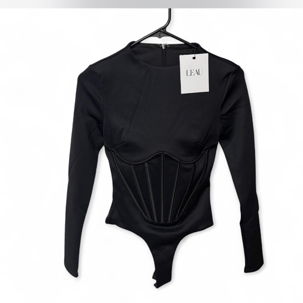 LEAU Black Corset Bodysuit